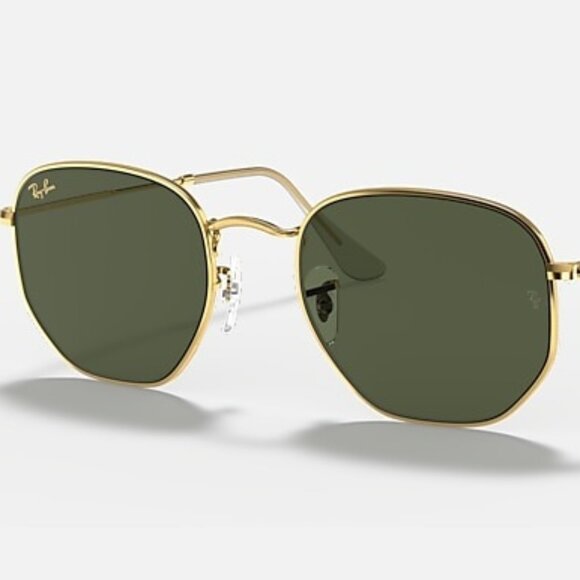 NEW RAY-BAN RB3548 Hexagonal Sunglasses Polished Gold G-15 Green 54mm - Picture 1 of 3